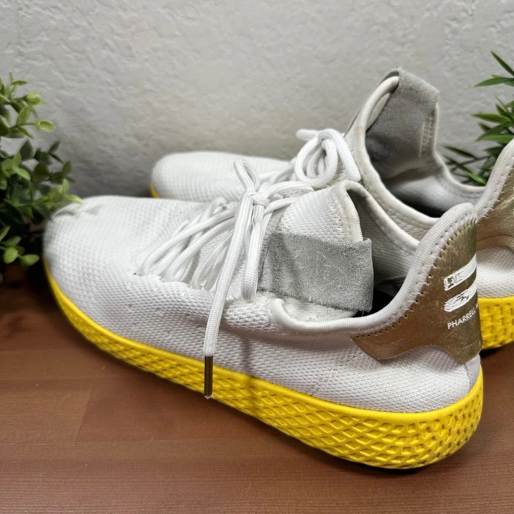 Adidas Mens Pharrell Williams Tennis Hu White Yellow BY2674 Sneakers Size 9.5